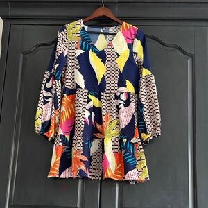 Source Unknown Colorful Patterned Mini Dress